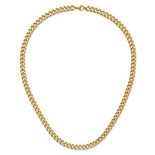 Chisel Stainless Steel Polished Yellow IP-plated 8mm Curb 24 inch Chain Necklace