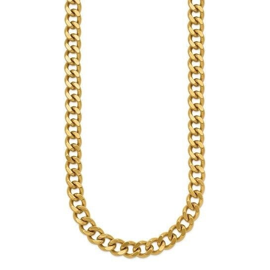 Chisel Stainless Steel Polished Yellow IP-plated 8mm Curb 24 inch Chain Necklace