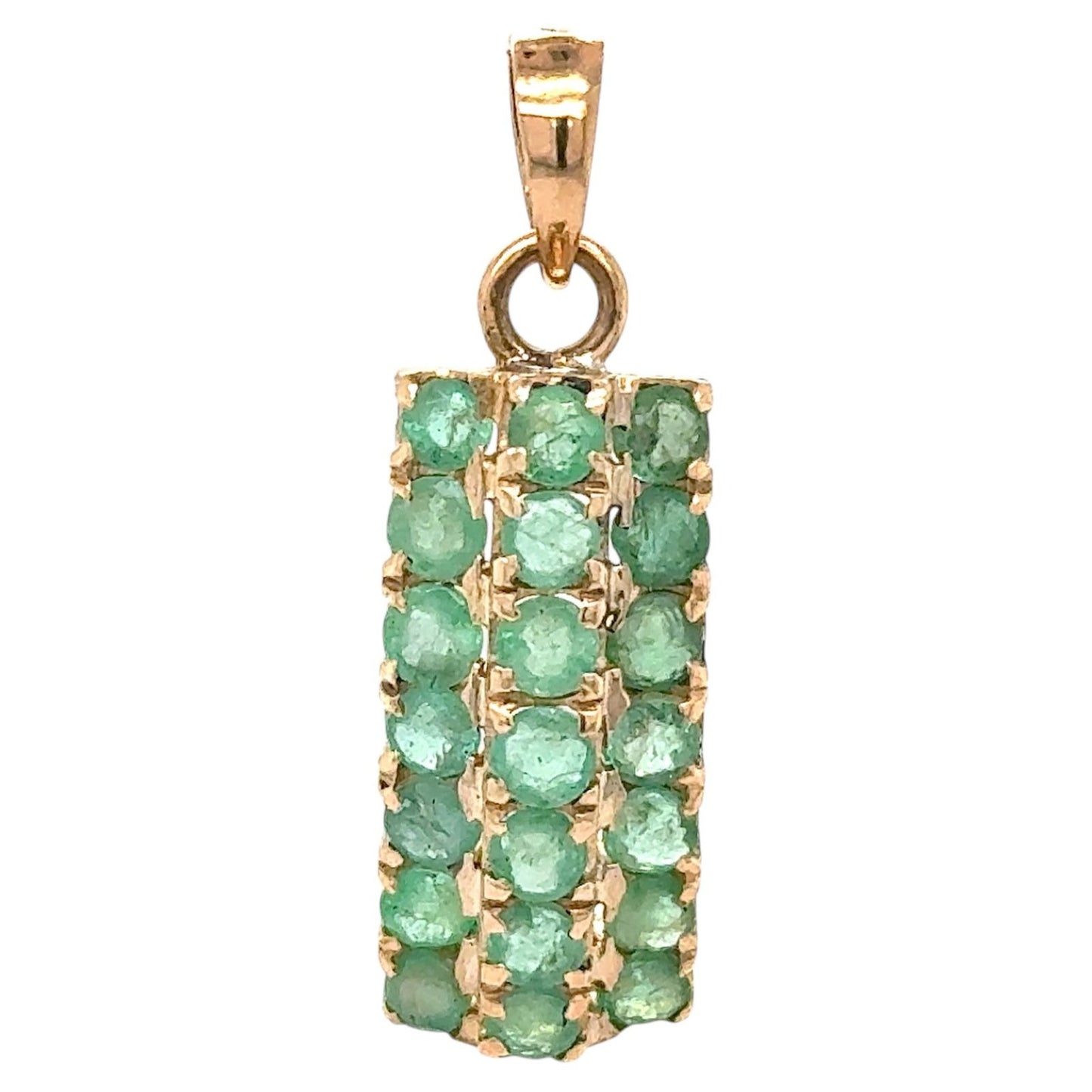 Emerald 14k Yellow Gold Bar Pendant 2.9g