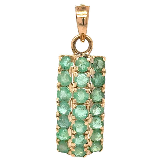 Emerald 14k Yellow Gold Bar Pendant 2.9g
