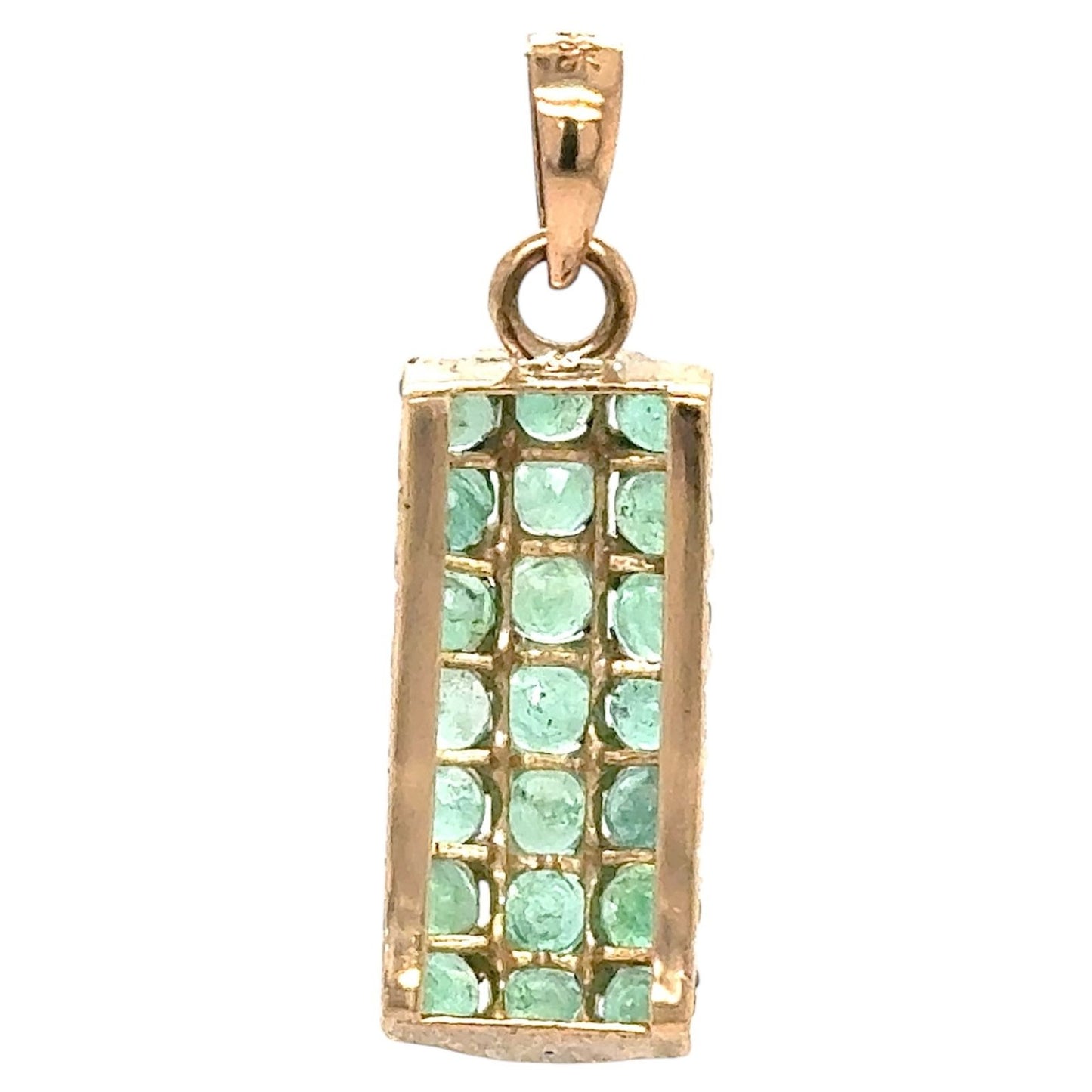 Emerald 14k Yellow Gold Bar Pendant 2.9g