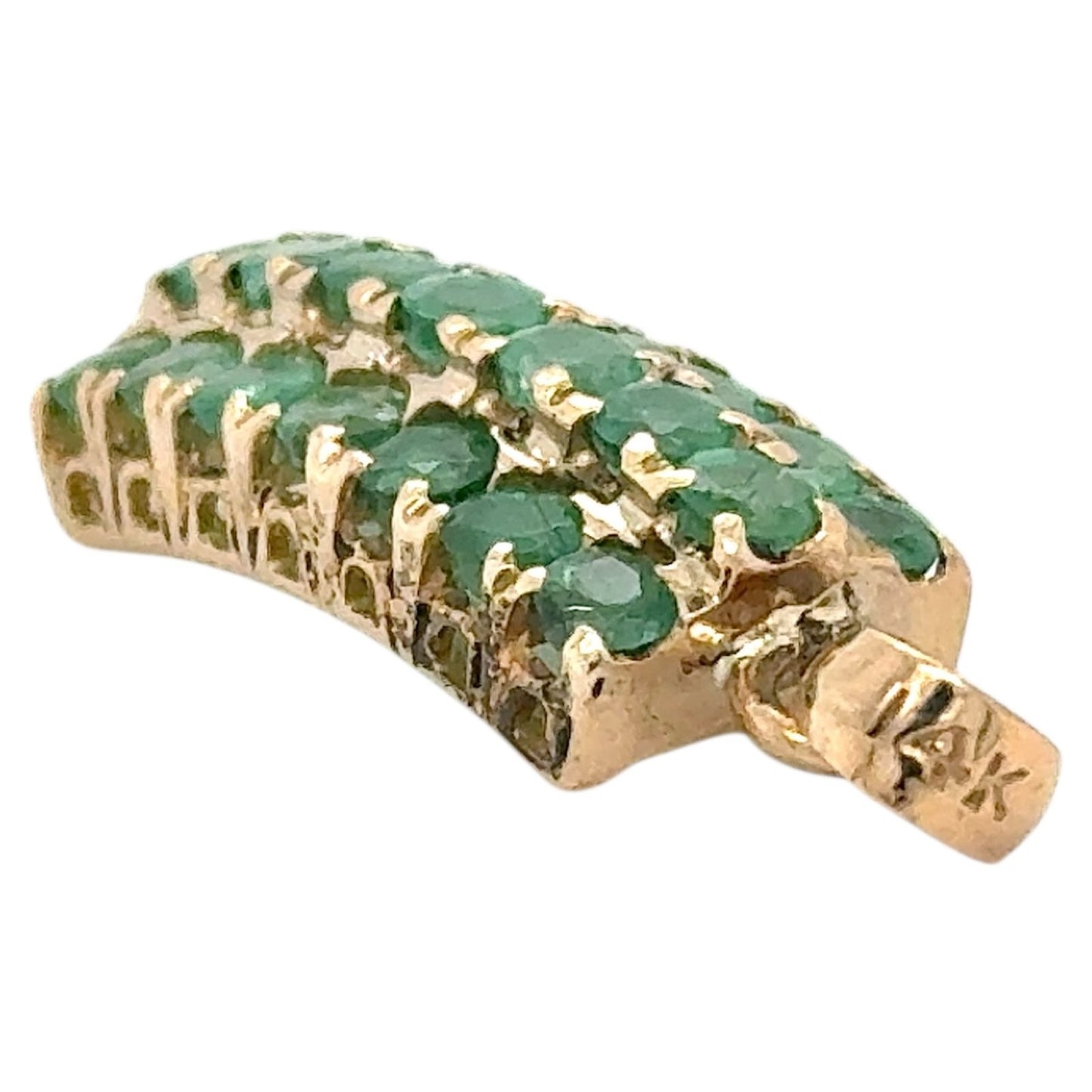 Emerald 14k Yellow Gold Bar Pendant 2.9g