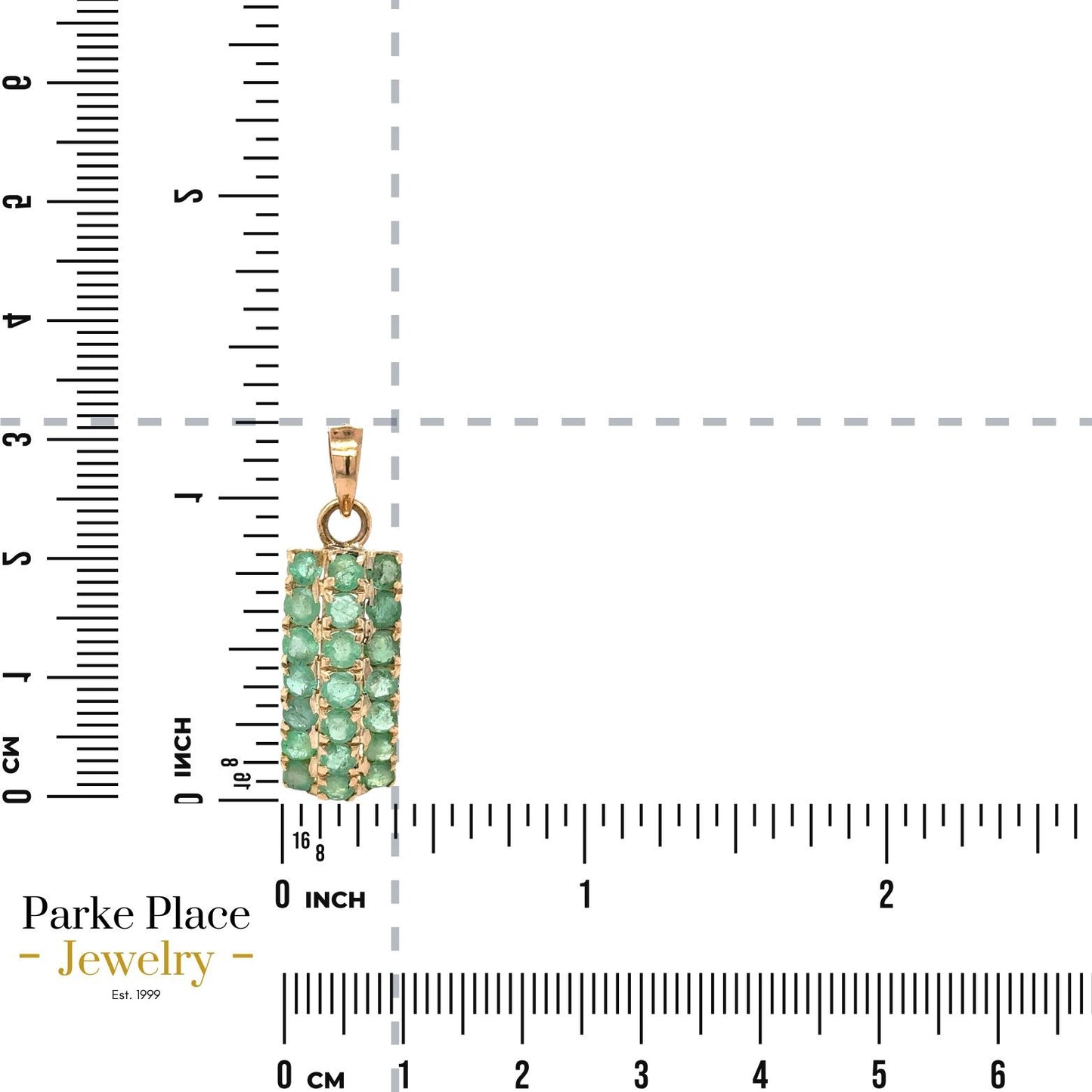 Emerald 14k Yellow Gold Bar Pendant 2.9g
