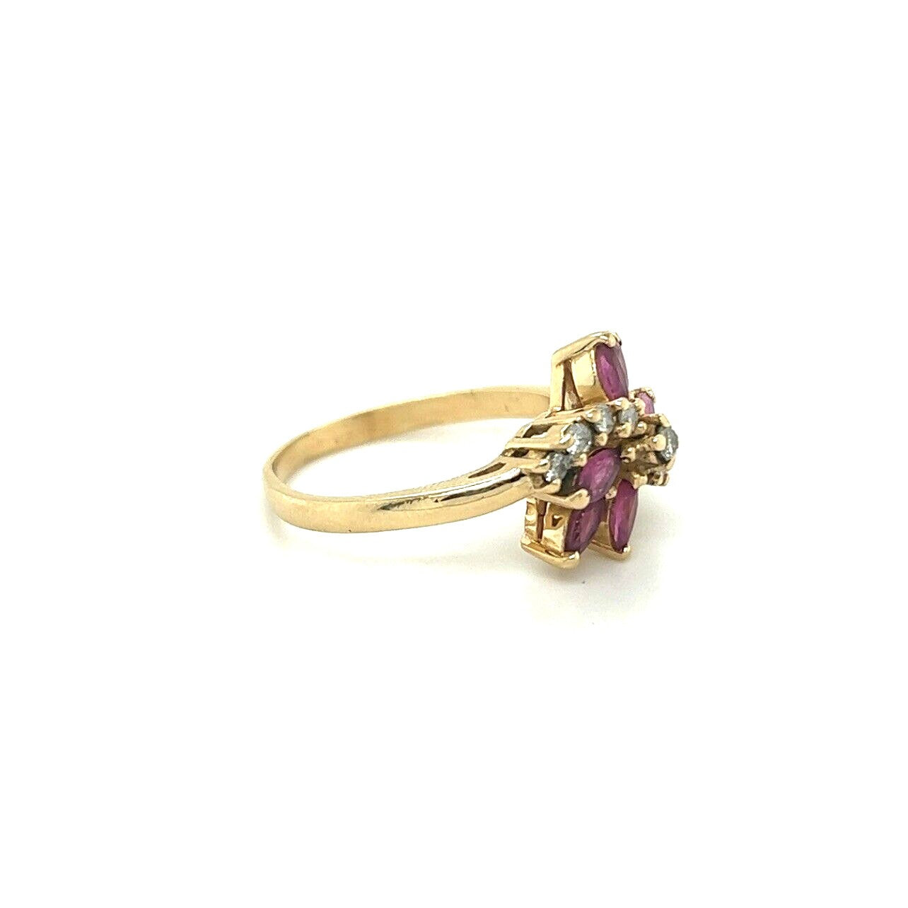 Vintage 14K Yellow Gold Ruby & Diamond Ring 1 Ct 4.3g Size 8.5
