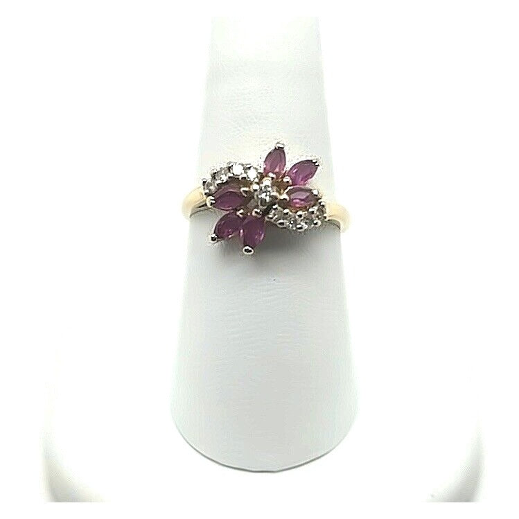 Vintage 14K Yellow Gold Ruby & Diamond Ring 1 Ct 4.3g Size 8.5