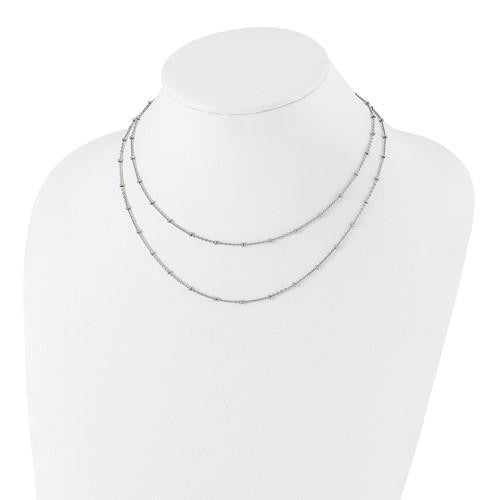 Chisel Stainless Steel Polished 2-Strand Beaded 16+1 inch Necklace