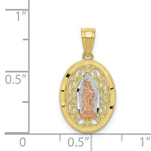 10k Two-tone Gold with White Rhodium Our Lady of Guadalupe Pendant