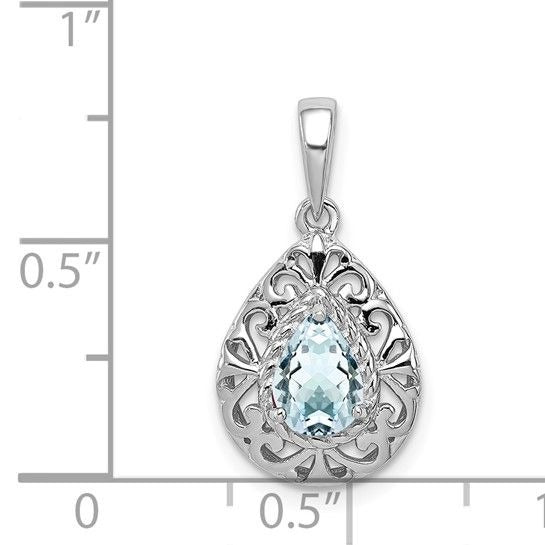 Sterling Silver Aquamarine Teardrop Pendant