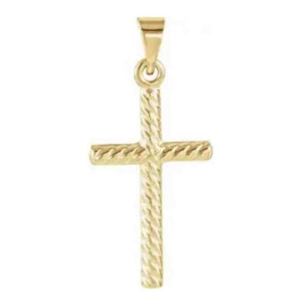 REAL 14K Yellow Gold 17.5x11 mm Cross Pendant