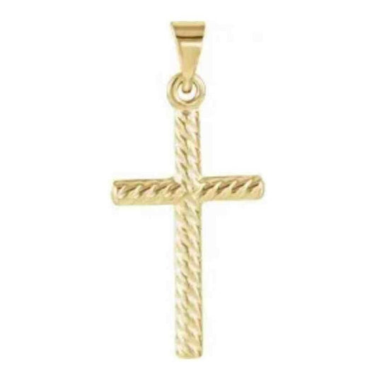 REAL 14K Yellow Gold 17.5x11 mm Cross Pendant