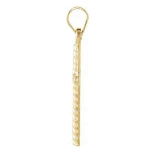REAL 14K Yellow Gold 17.5x11 mm Cross Pendant