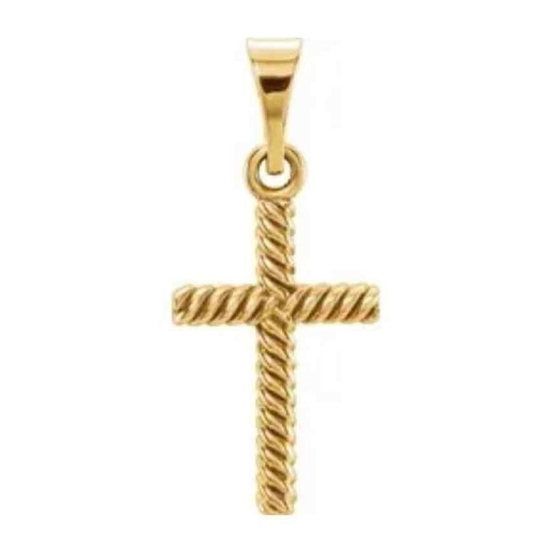 REAL 14K Yellow Gold 17.5x11 mm Cross Pendant