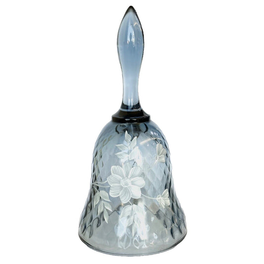 Fenton Gray Bell Hand painted White Floral and Signed
