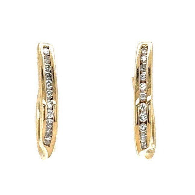 14k Yellow Gold 1/3ct Diamond Hoop Earrings 7.8g