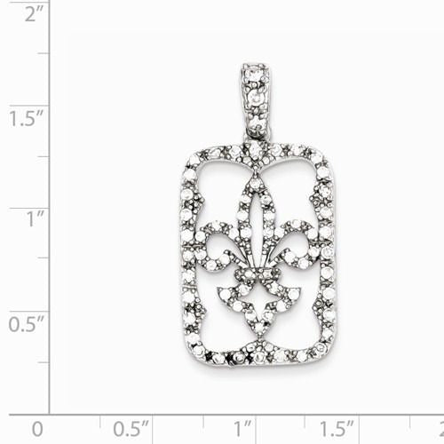 Sterling Silver Cubic Zirconia Fleur De Lis Pendant