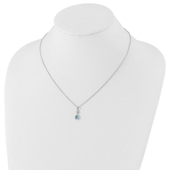 Sterling Silver Rhodium-plated White Ice Blue Topaz and Diamond 18 inch Necklace