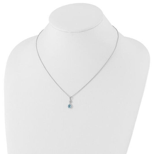 Sterling Silver Rhodium-plated White Ice Blue Topaz and Diamond 18 inch Necklace