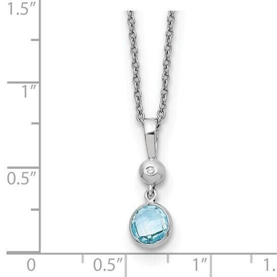 Sterling Silver Rhodium-plated White Ice Blue Topaz and Diamond 18 inch Necklace