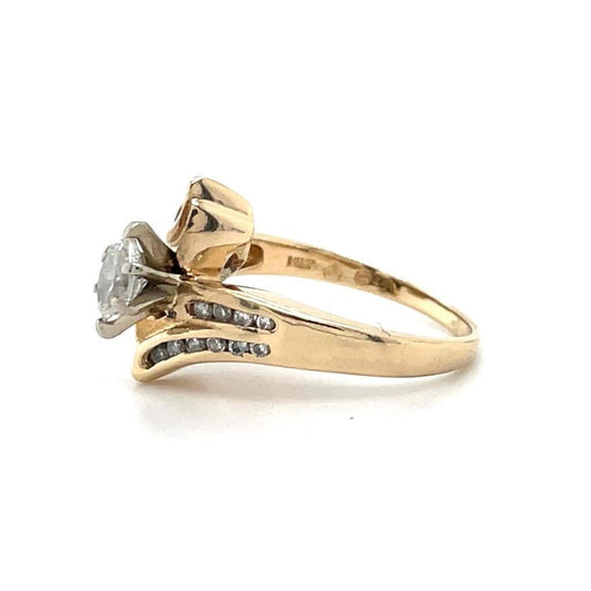 1/2 Ctw Diamond Solitaire & Accent Ring 14k Yellow Gold 4.9g Size 6