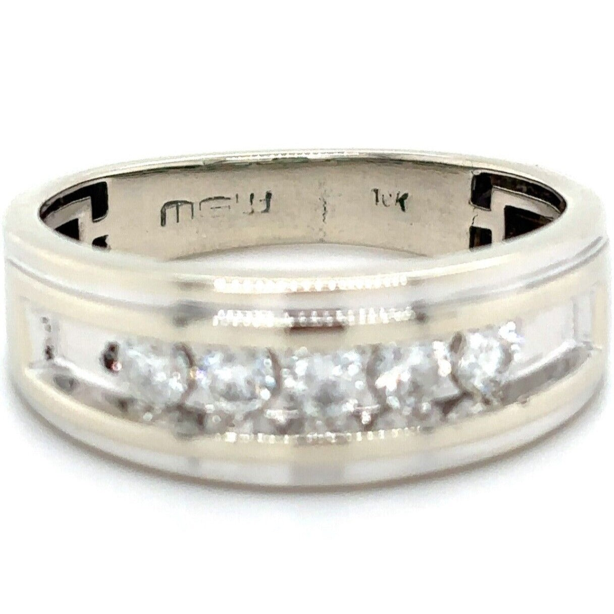10k White Gold 1/2ct Diamond Band Ring 3.7g Size 8.25