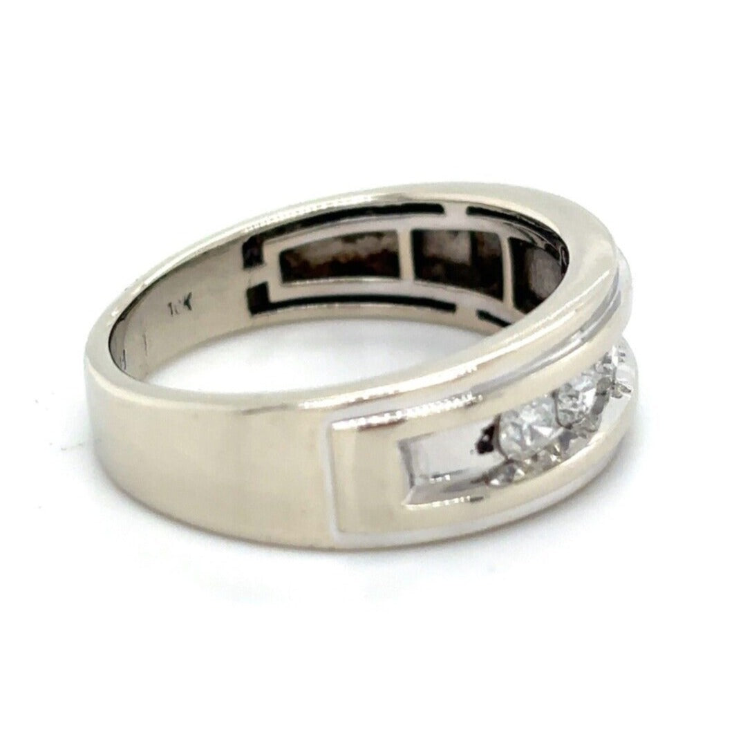 10k White Gold 1/2ct Diamond Band Ring 3.7g Size 8.25