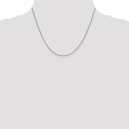 Sterling Silver Rhodium-plated .9mm Box 18 inch Chain + 2 inch extention