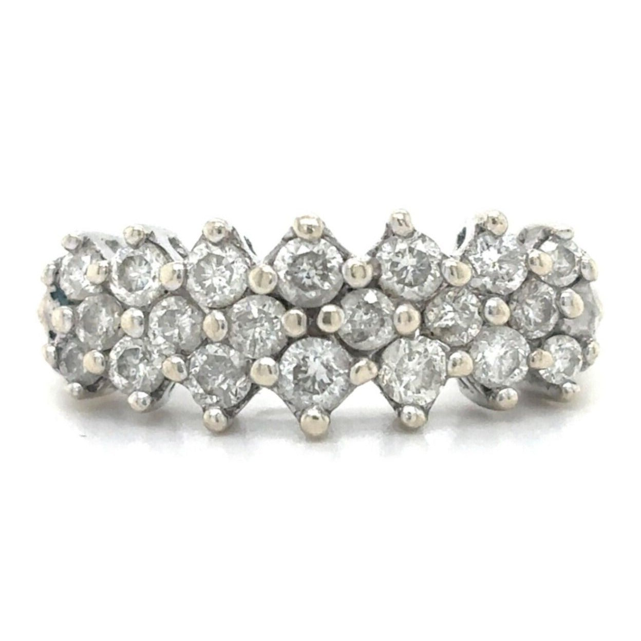 14k White Gold 1ctw Diamond Size 6 Band Ring 4.4g