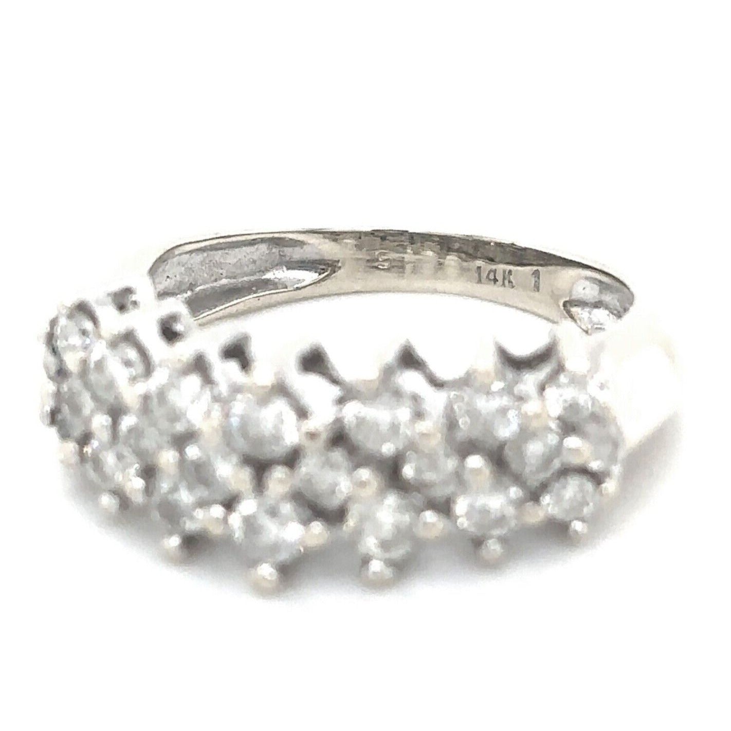 14k White Gold 1ctw Diamond Size 6 Band Ring 4.4g