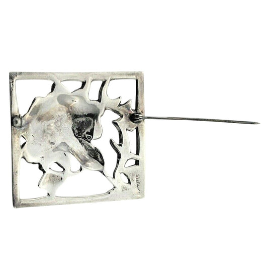 Vintage Square Flower Pin .925 Sterling Silver 15.9g