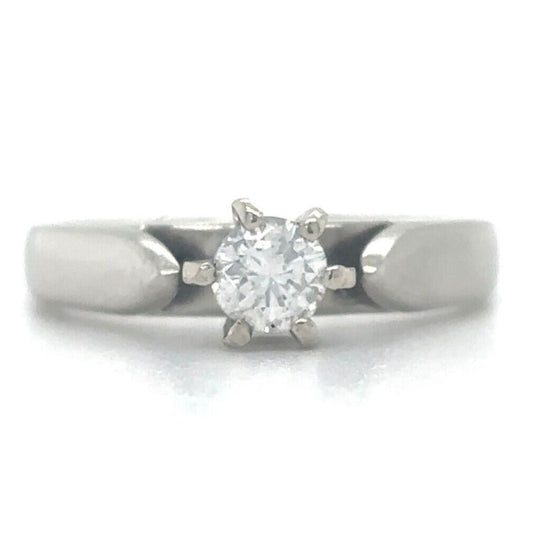 14k White Gold 1/4ctw Diamond Solitaire Size 4.25 Engagement Band Ring 2.5g