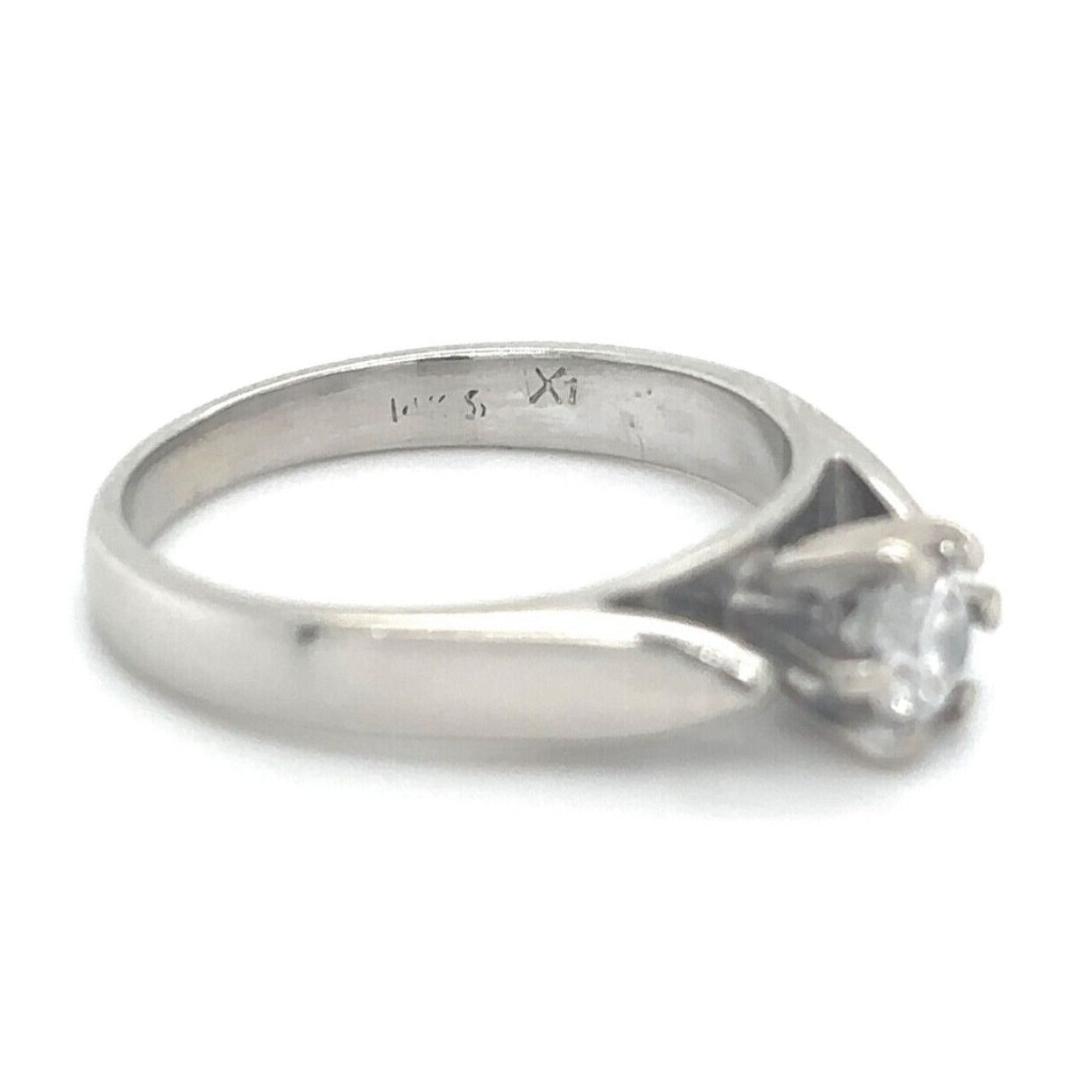 14k White Gold 1/4ctw Diamond Solitaire Size 4.25 Engagement Band Ring 2.5g