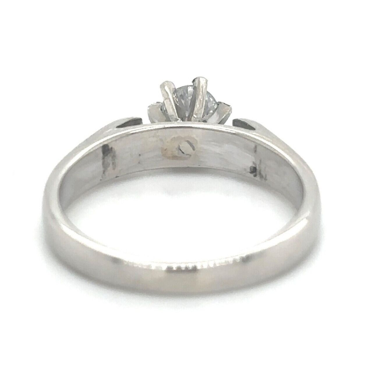 14k White Gold 1/4ctw Diamond Solitaire Size 4.25 Engagement Band Ring 2.5g