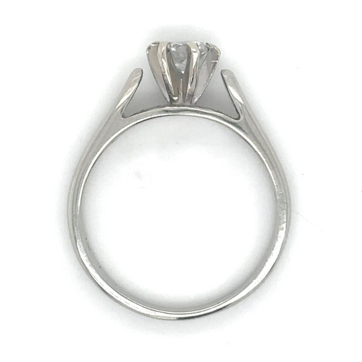 14k White Gold 1/4ctw Diamond Solitaire Size 4.25 Engagement Band Ring 2.5g