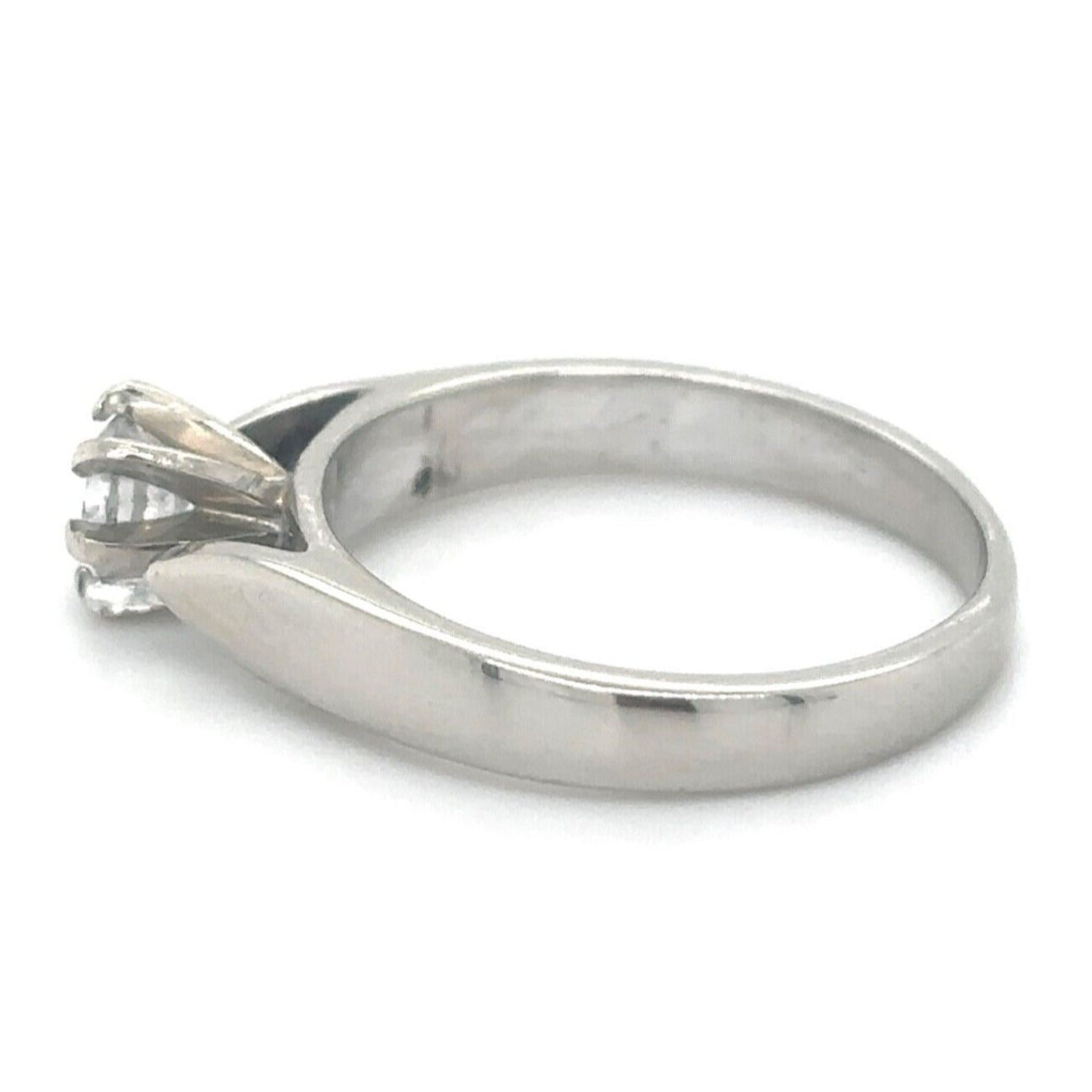 14k White Gold 1/4ctw Diamond Solitaire Size 4.25 Engagement Band Ring 2.5g