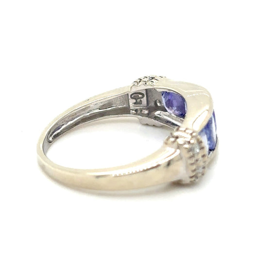 Tanzanite & Diamond 14k White Gold Ring 2.1g Size 4.25
