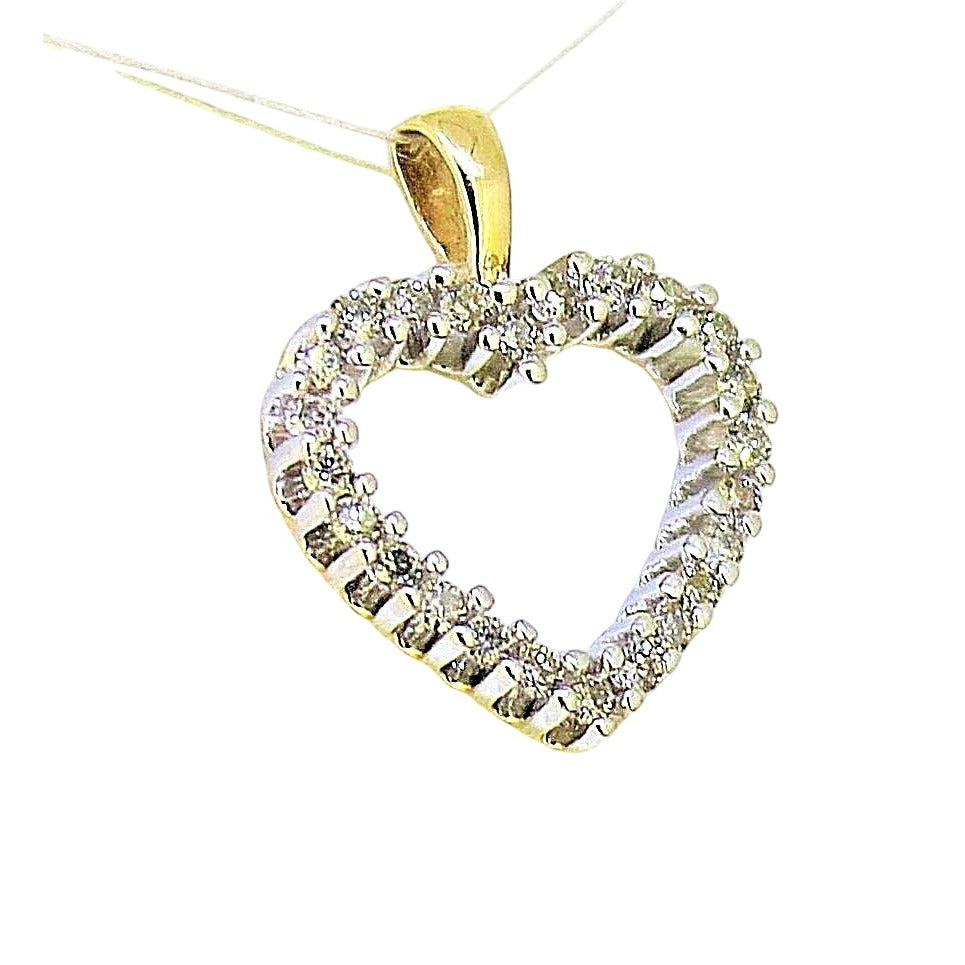 1/3 ct Diamond Heart Pendant 14k Yellow Gold 1.4g
