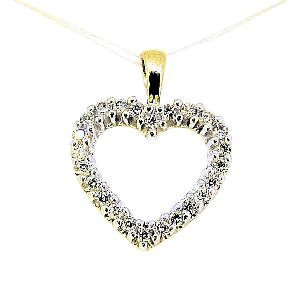 1/3 ct Diamond Heart Pendant 14k Yellow Gold 1.4g