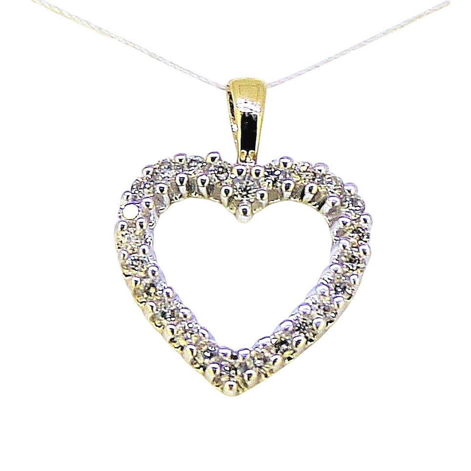 1/3 ct Diamond Heart Pendant 14k Yellow Gold 1.4g