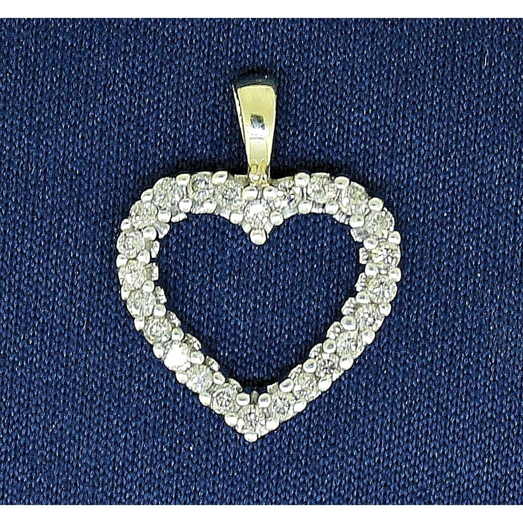 1/3 ct Diamond Heart Pendant 14k Yellow Gold 1.4g
