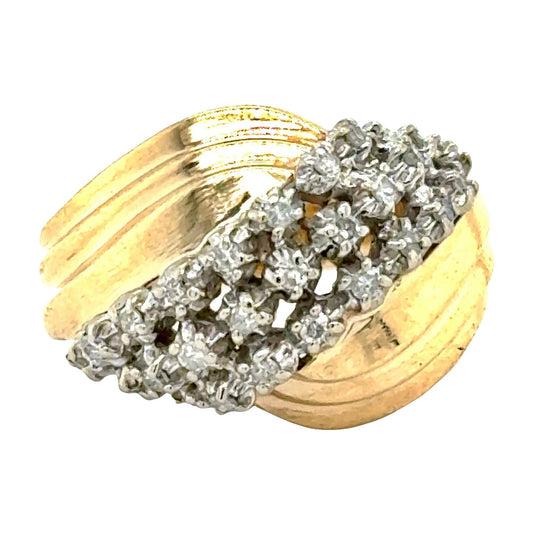 1/10 Ctw Diamond Cluster 14k Yellow Gold Ring 5.3g Size 6.25 (I1-3,H-J)