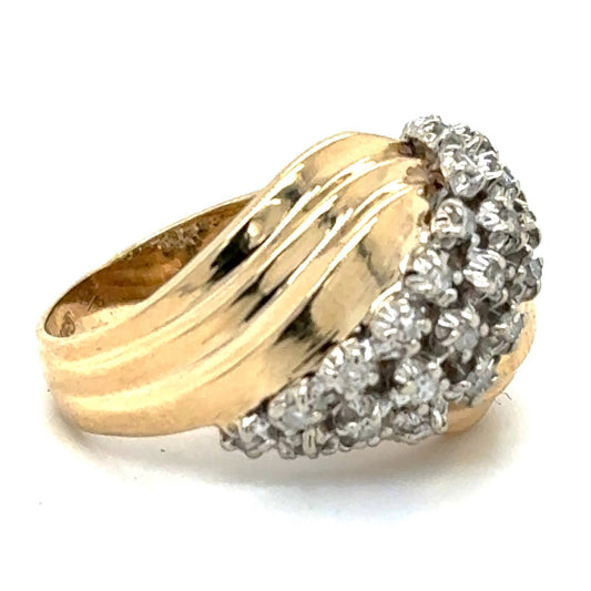 1/10 Ctw Diamond Cluster 14k Yellow Gold Ring 5.3g Size 6.25 (I1-3,H-J)