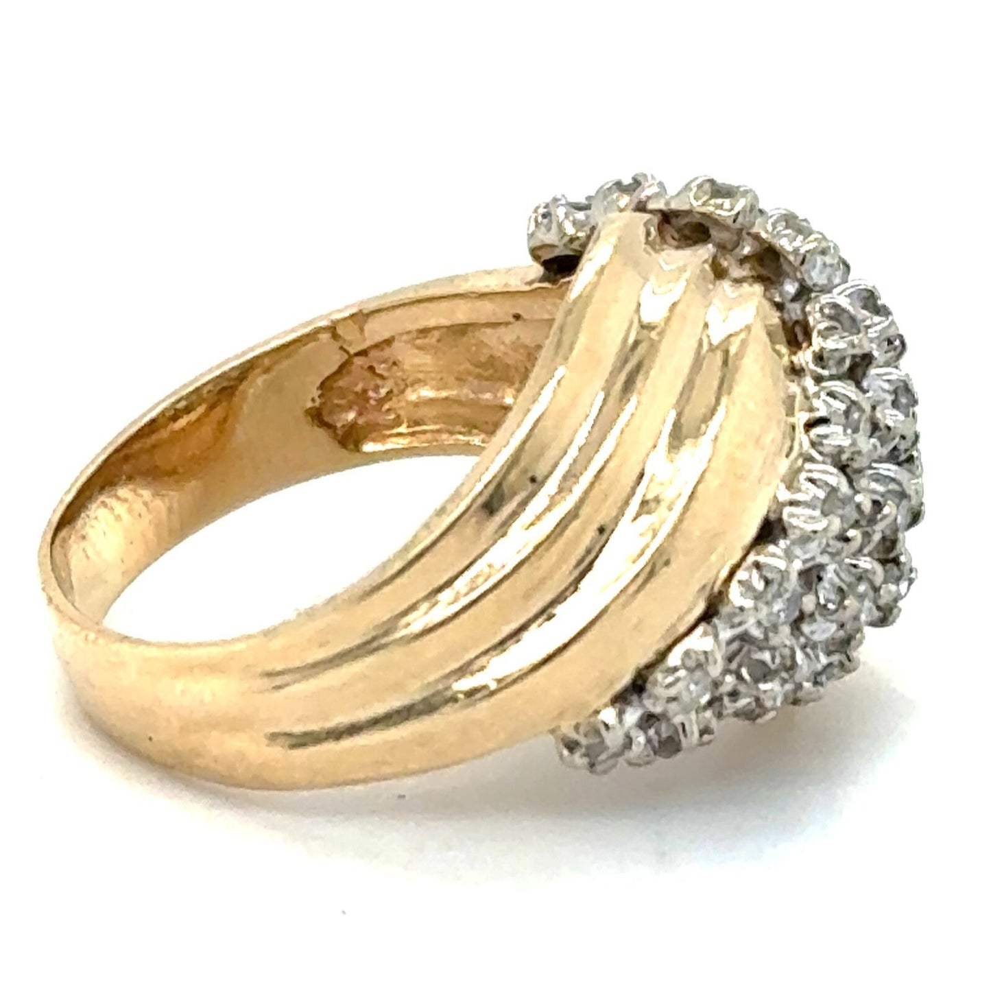 1/10 Ctw Diamond Cluster 14k Yellow Gold Ring 5.3g Size 6.25 (I1-3,H-J)