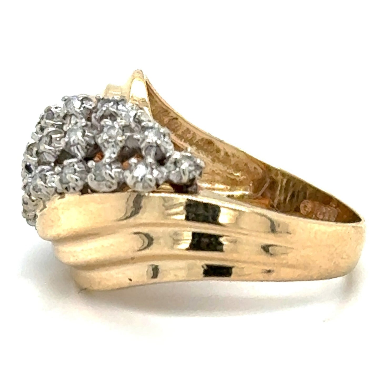 1/10 Ctw Diamond Cluster 14k Yellow Gold Ring 5.3g Size 6.25 (I1-3,H-J)