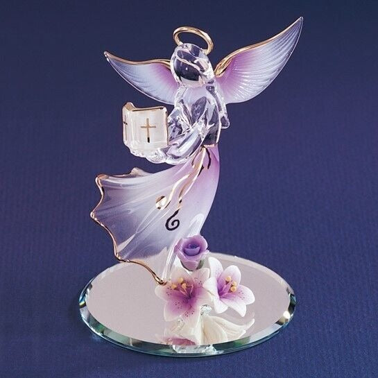 Glass Baron Lavender Angel With Bible Glass Figurine 3.75" Tall