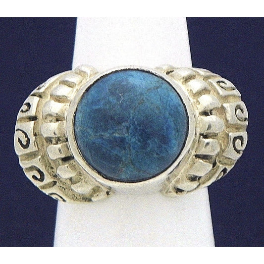 Turquoise Solitaire Ring Solid .925 Sterling Silver Size 5.5 17.6g