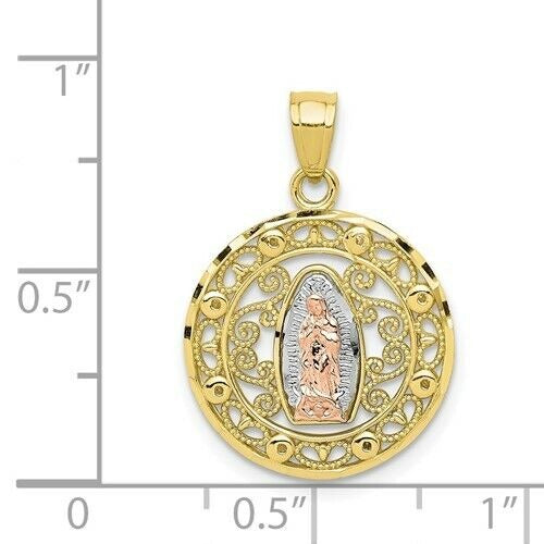 10k Two-tone Gold with White Rhodium Our Lady of Guadalupe Pendant
