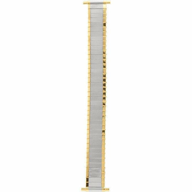 Mens 16-22 mm Two Tone Straight, Spring End Expansion Watch Band