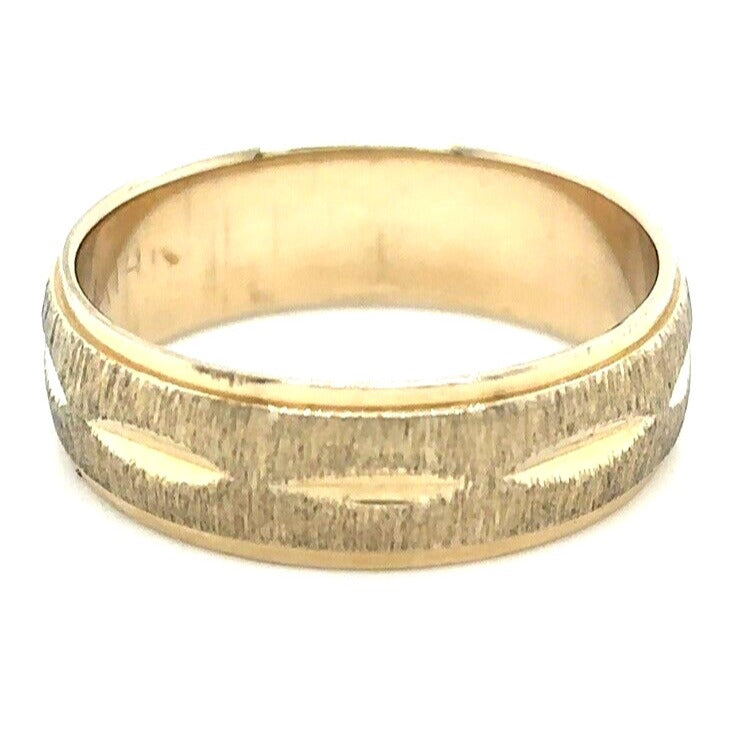 6mm Textured Wedding Band Ring REAL Solid 14 K Yellow Gold 4.3 g Size 7