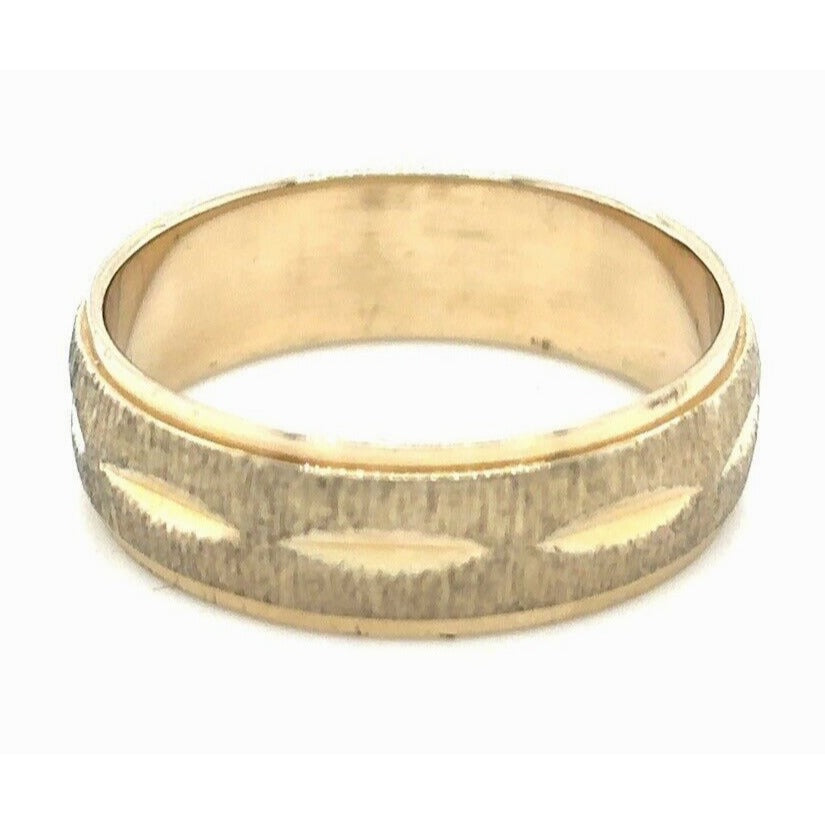 6mm Textured Wedding Band Ring REAL Solid 14 K Yellow Gold 4.3 g Size 7