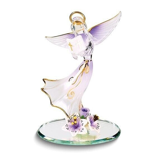 Glass Baron Lavender Angel with Bible Glass Figurine